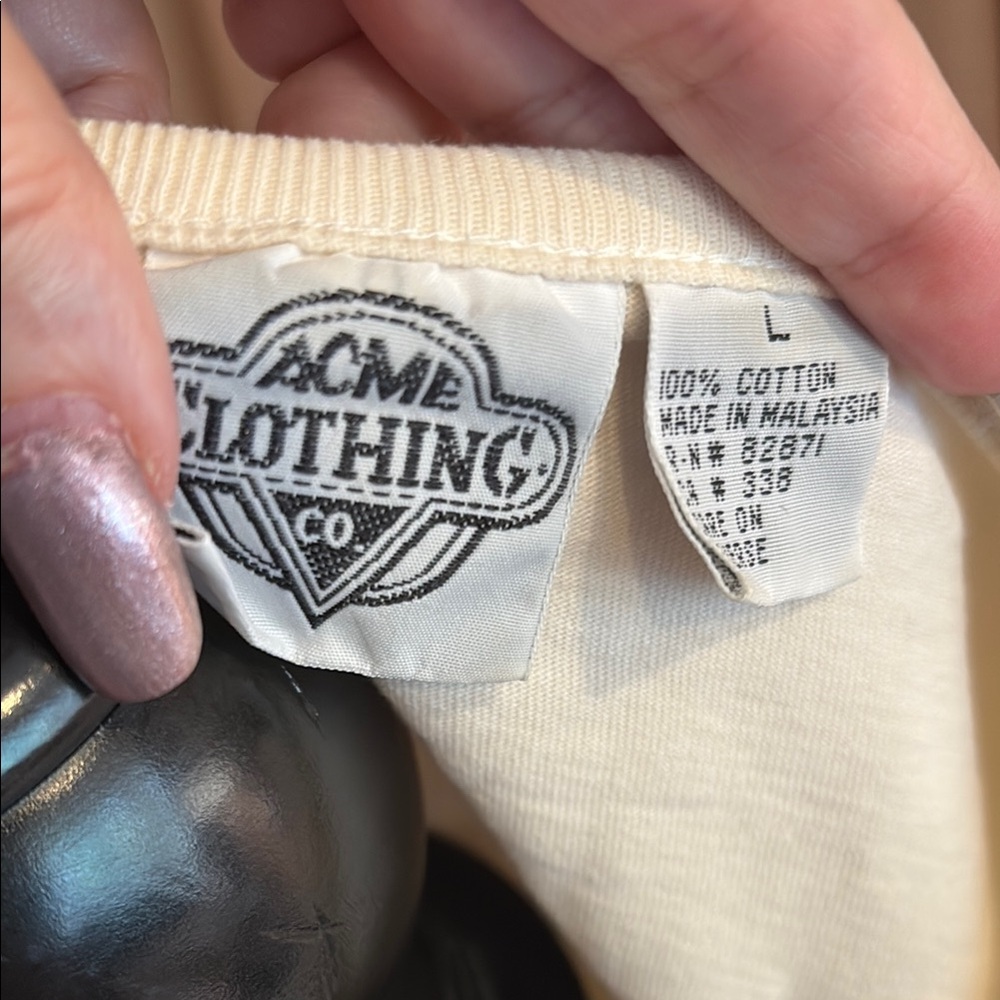 Vintage Acme clothing company White & cream Bugs Bunny baseball jersey, L - Picture 4 of 4